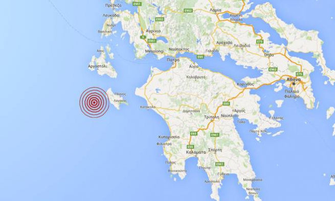 Землетрясение 4,3 рихтера к западу от Закинфа