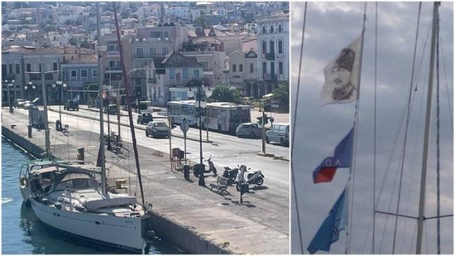Флаг Кемаля в порту Митилини, незамедлительная реакция властей