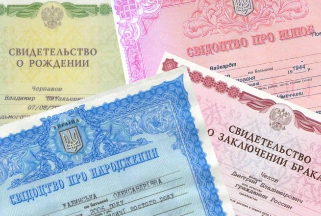 Акты о гражданском состоянии и получение повторных документов с территорий ДНР, ЛНР и Крыма