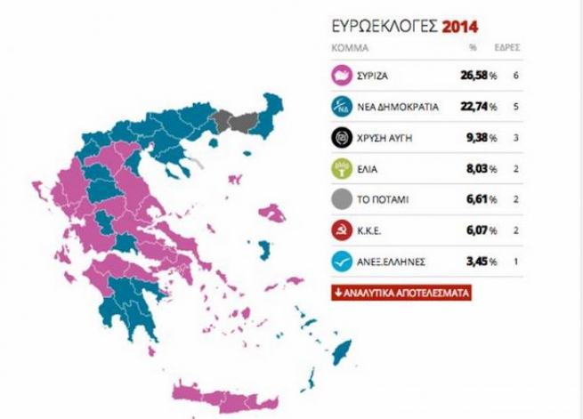 В Греции на выборах в Европарламент  победила партия СИРИЗА