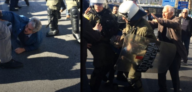 Афины: драка между пенсионерами и полицейскими