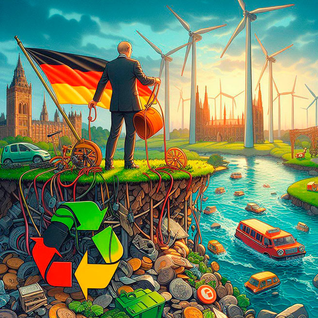 How Germany began to buy “dirty energy” by abandoning nuclear power plants.  Created with AI 