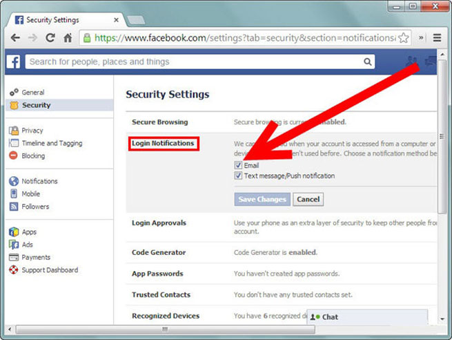 6 советов, которые позволят сохранить ваш Facebook аккаунт в безопасности - уведомления при входе