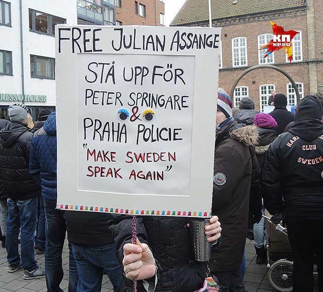 Демонстрация против массовой миграции. На плакате: "Верните Швеции право говорить". Фото: Дарья АСЛАМОВА
