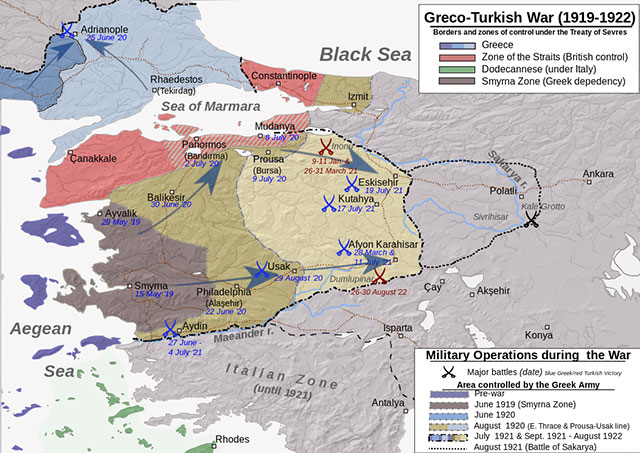 Карта второй греко-турецкой войны 