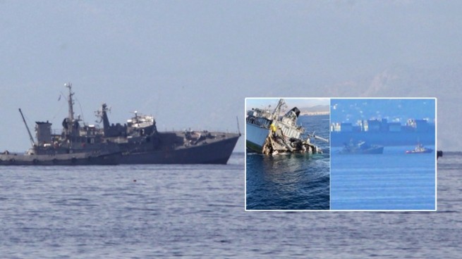 Контейнеровоз протаранил тральщик ВМФ Греции. Есть раненые