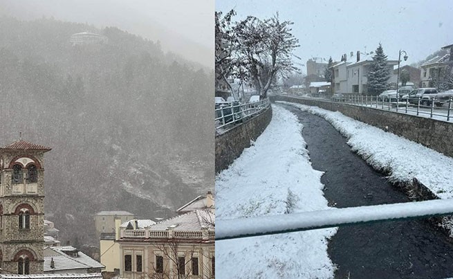 На севере Греции идет снег. Как будет развиваться непогода