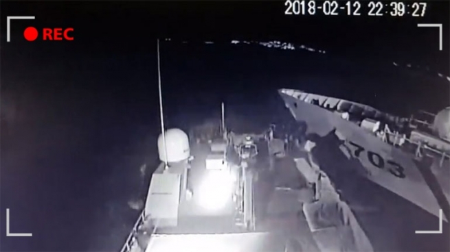 Видео столкновения греческого и турецкого судов возле Имиа