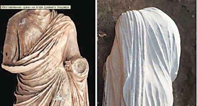 Проливные дожди представили  впечатляющую статую на Агоре Древнего Эпидавра