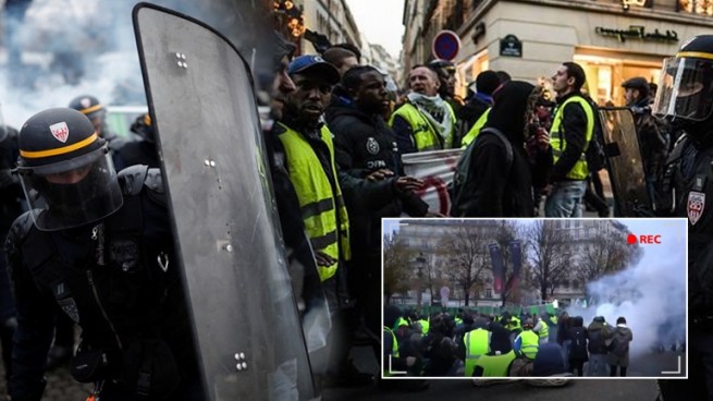 Желтые жилеты:Беспорядки в центре Парижа