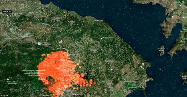 Греция в огне: спутниковые снимки онлайн