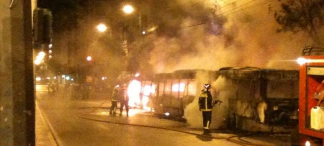 Политехнио: анархисты подожгли автобус и троллейбус