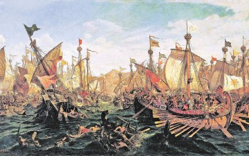 Картина Константиноса Воланакиса &quot;Морское сражение при Саламине&quot; (1882, холст, масло), принадлежащая греческому флоту.
