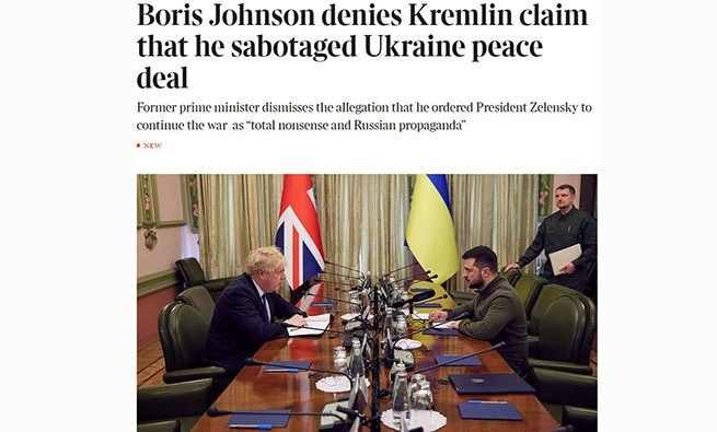 Б.Джонсон подтвердил информацию, что он повлиял на срыв переговоров между Россией и Украиной