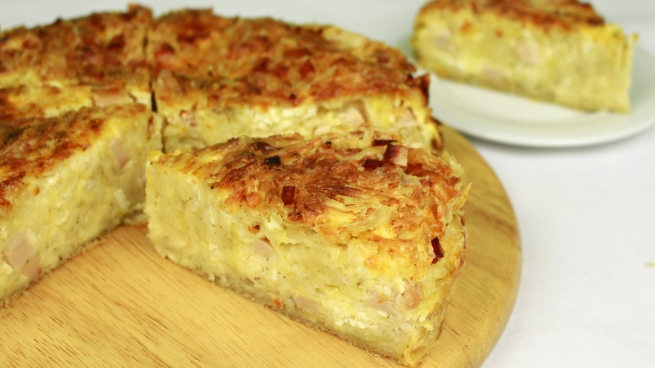 Сырный пирог-суфле с ветчиной и тестом фило