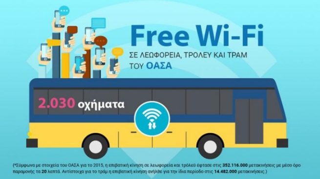 Афины: Wi-Fi в автобусах, троллейбусах и трамваях