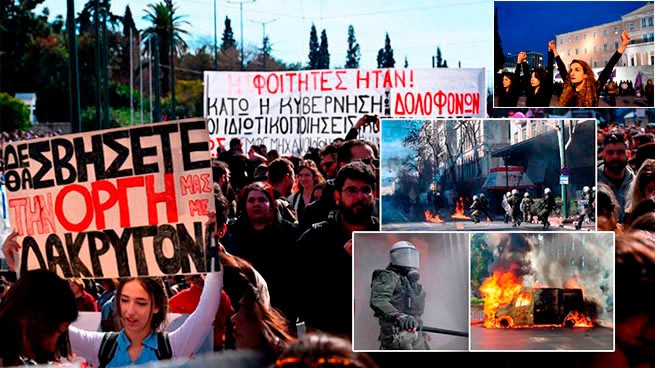 В Греции проходят акции протеста в связи с Международным женским днем ​​и трагедией в Темпи