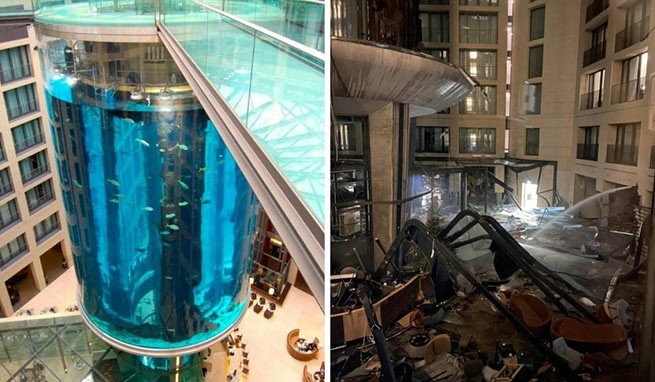«Это была бомба замедленного действия»: эксперт разбирает, почему в берлинском отеле взорвался огромный аквариум