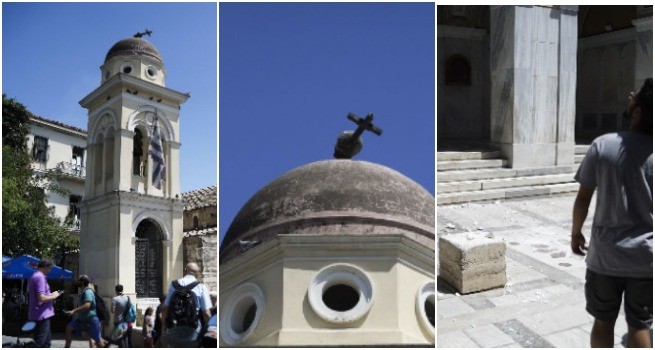 В церкви на Монастираки из-за землетрясения сломался крест