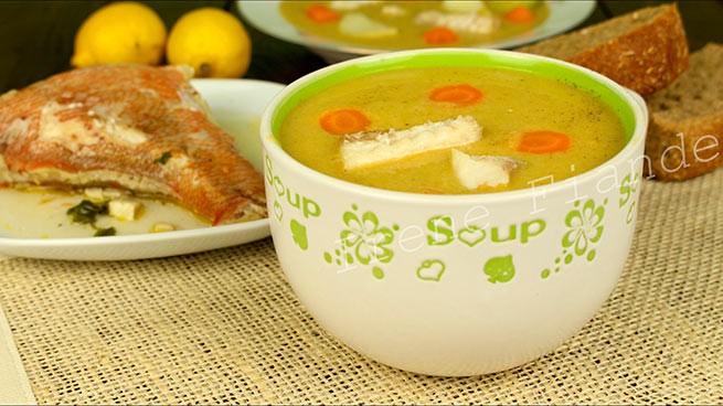 Рыбный суп - пюре с соусом "авго-лемоно"