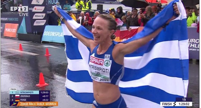 Антигона Дрисмпиоти выигрывает вторую золотую медаль в гонке по ходьбе в Мюнхене