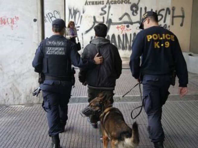 Собака покусала греческих полицейских