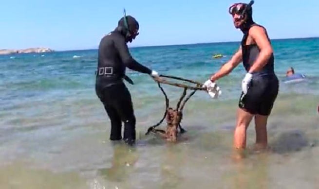 Волонтеры очистили морское дно у «Маленькой Венеции» на Миконосе