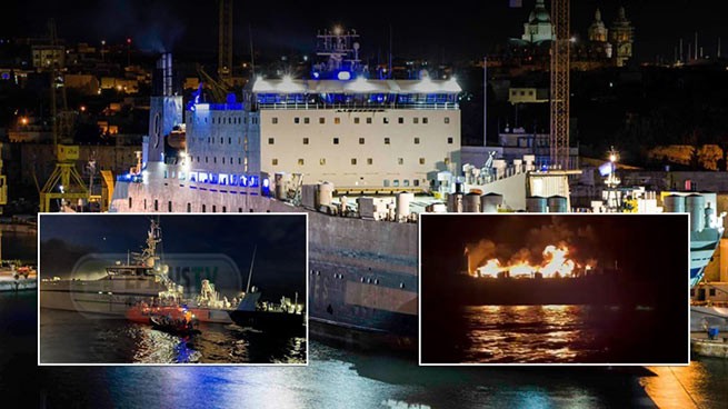 У греческих берегов загорелось судно с пассажирами на борту