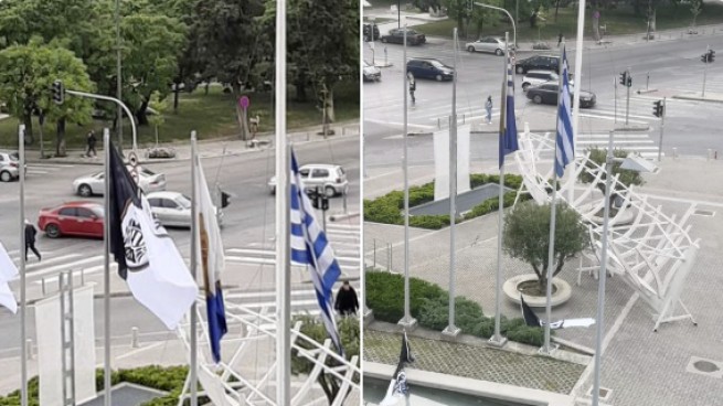 Неизвестные сняли флаги ПАОК с мэрии Салоник