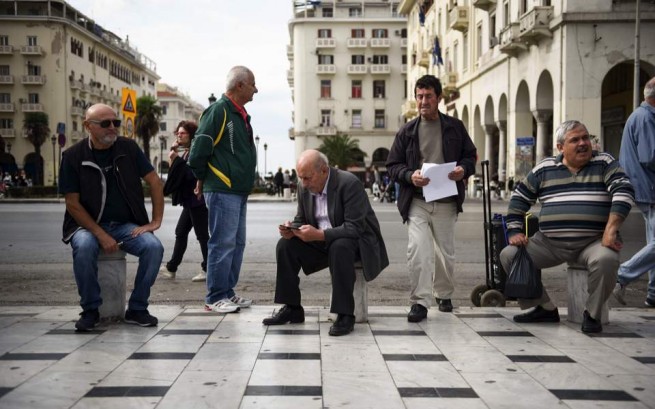 Пенсионеры на недавней акции протеста в Салониках