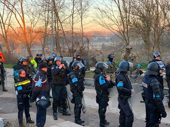 Австрийские и польские полицейские вышли на охрану границы Греции
