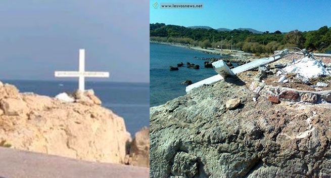 На Лесбосе восстановили крест, уничтоженный неизвестными