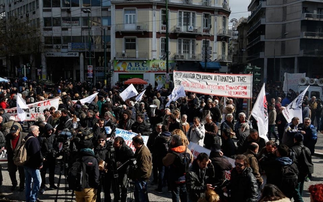 Протестующие фермеры в Афинах, на сей раз без тракторов