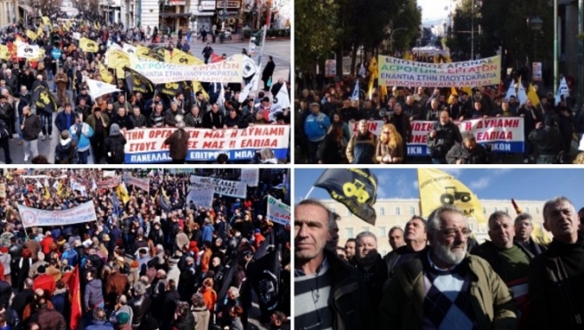 Митинг крестьян в Афинах