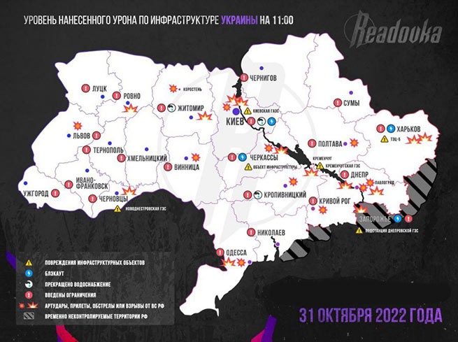 Анализ ударов по энергетической инфраструктуре Украины