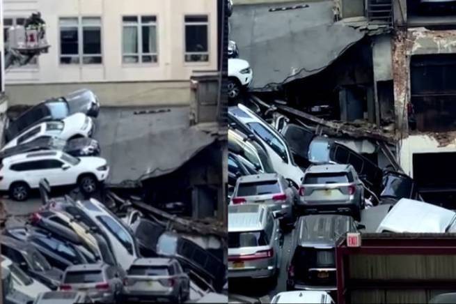 США: обрушение многоэтажной парковки (видео)