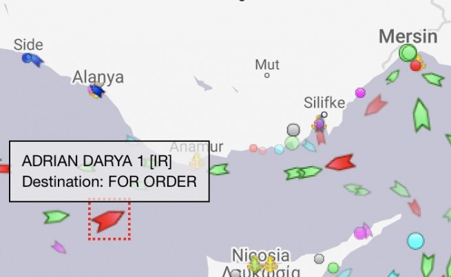 Иранский танкер Adrian Darya 1 вошел в турецкие территориальные воды
