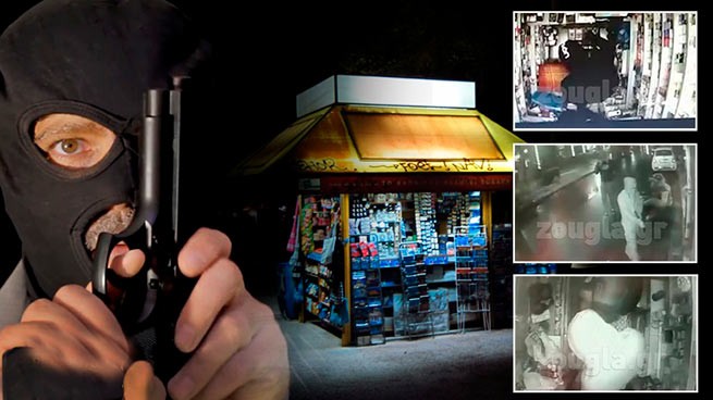Ограбления афинских магазинов попало на видео