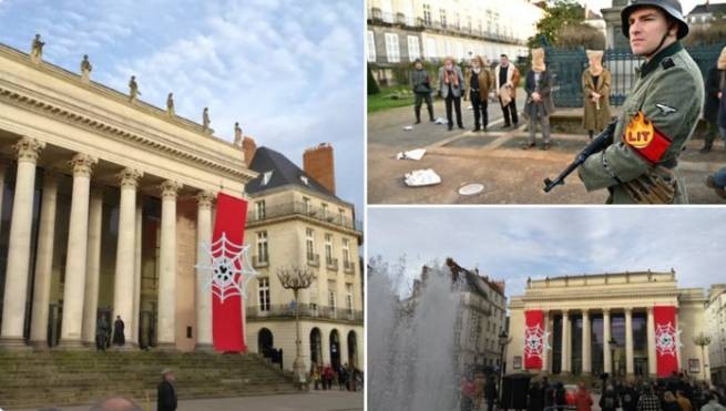 Нацистские флаги в центре французского Нанта (видео)