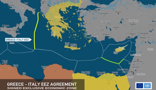 Греция и Италия, в пику Турции, поделили морскую экономическую зону