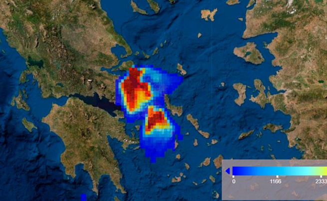 Национальная обсерватория Афин: видео о распространении дыма от пожаров по всей стране