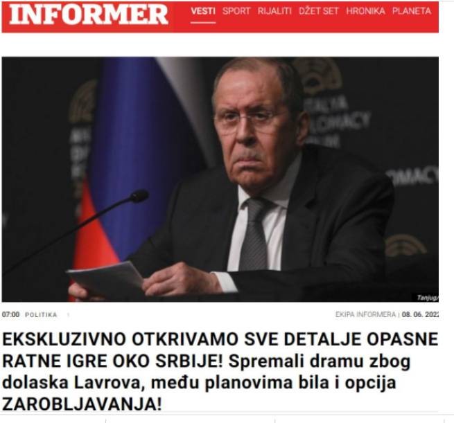 Сенсация от сербских СМИ: Лаврова хотели похитить