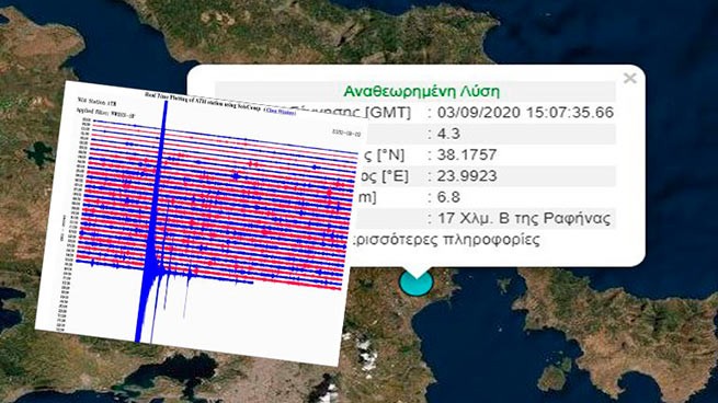 Землетрясение магнитудой 4,3 балла рядом с Афинами