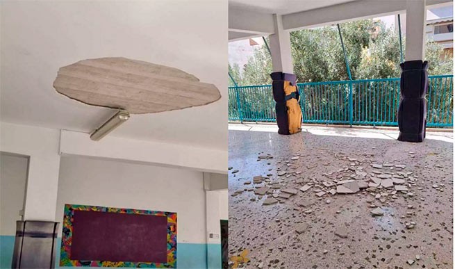 Трое детей получили ранения в результате падения штукатурки на головы в афинской школе