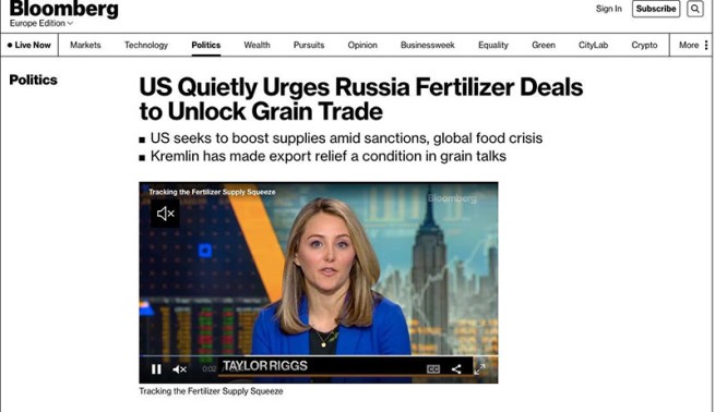 США негласно поощряет закупку российских удобрений, об этом сообщает издание Bloomberg