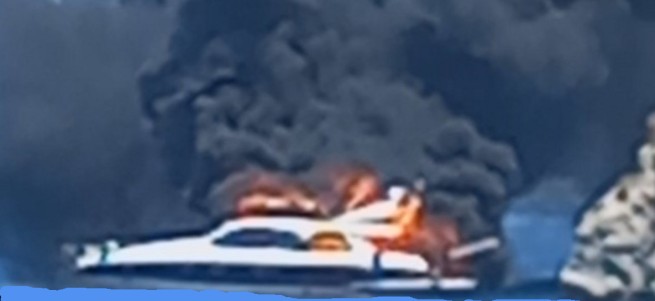 Пожар на яхте у берегов Калимноса