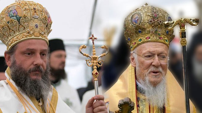 Слева архиепископ Иоанн (Вранишковский), справа Вселенский патриарх Варфоломей (коллаж)