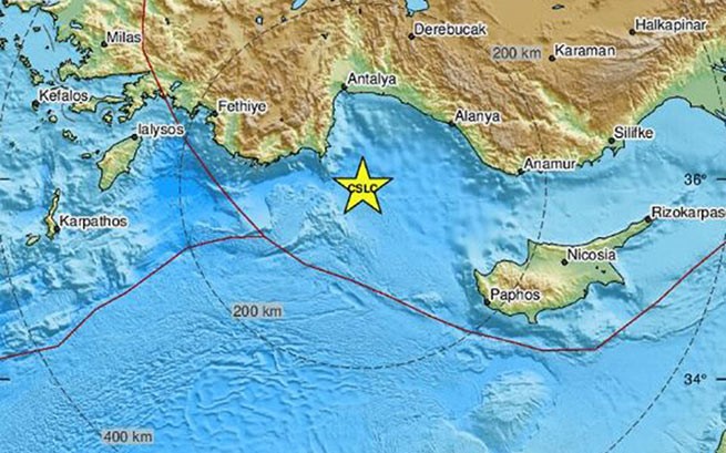 Землетрясение магнитудой 4,8 балла по шкале Рихтера у побережья Кастелоризо