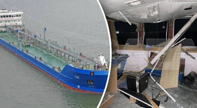 Морской дрон протаранил российский танкер-химовоз SIG в Керченском проливе (видео)