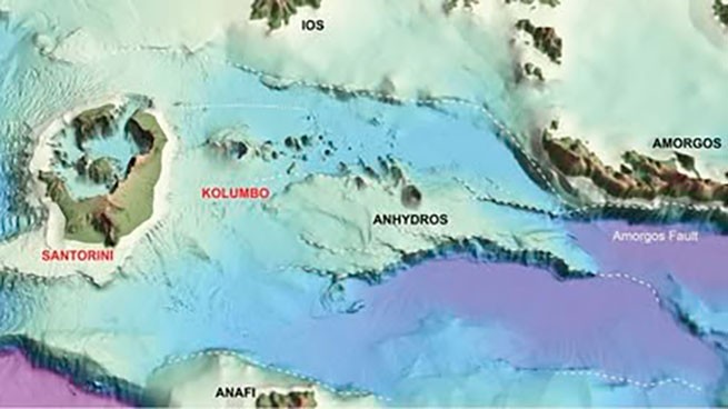 Греция:Тройное землетрясение более 4-х баллов в районе вулкана Колумбус